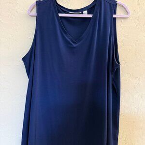 Susan Graver Modern Essentials Liquid Knit Tank, Navy, 2X